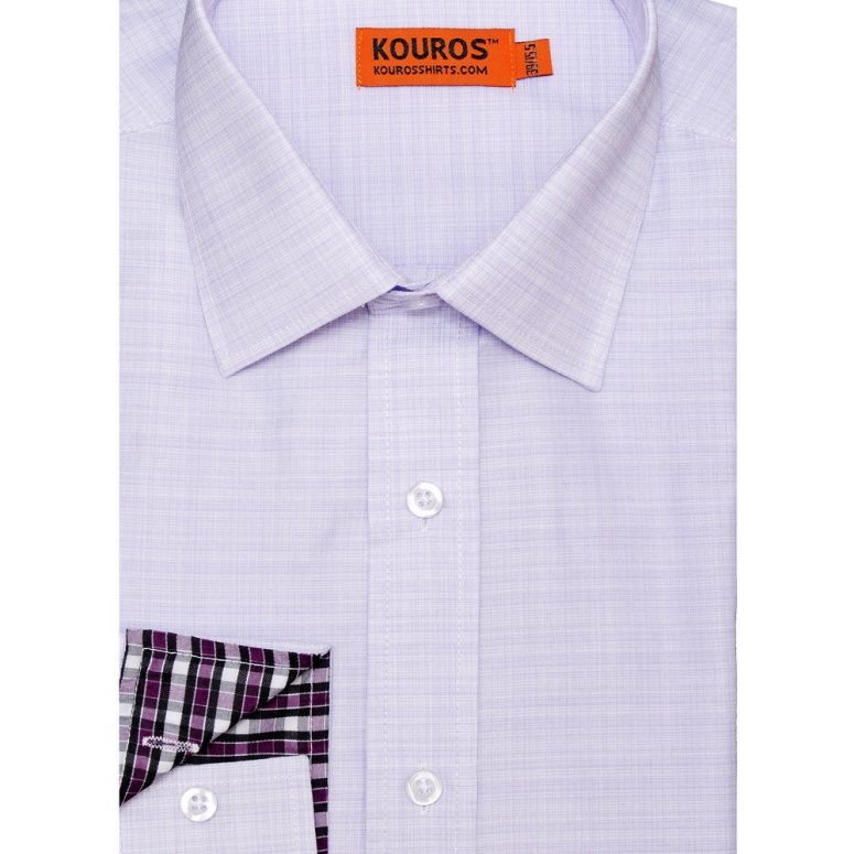 Men's Premium Designer Modern Slim Fit Dress Shirt, Lilac, with matching FREE collar cover,
