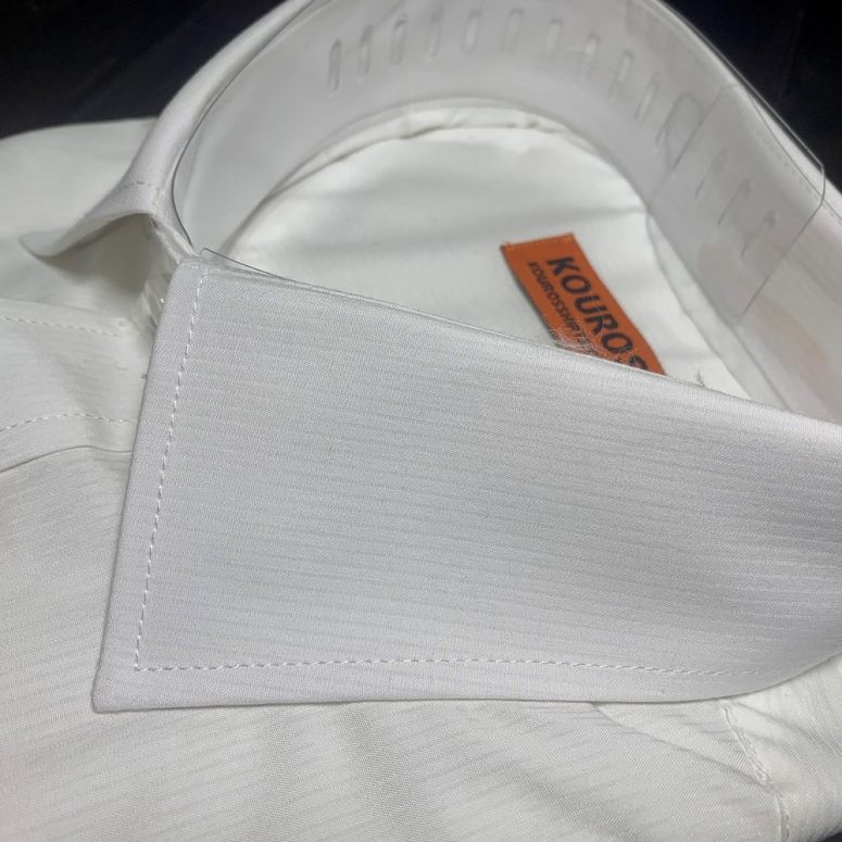 Men's Premium Designer Modern Slim Fit Dress Shirt with matching FREE collar cover, White
