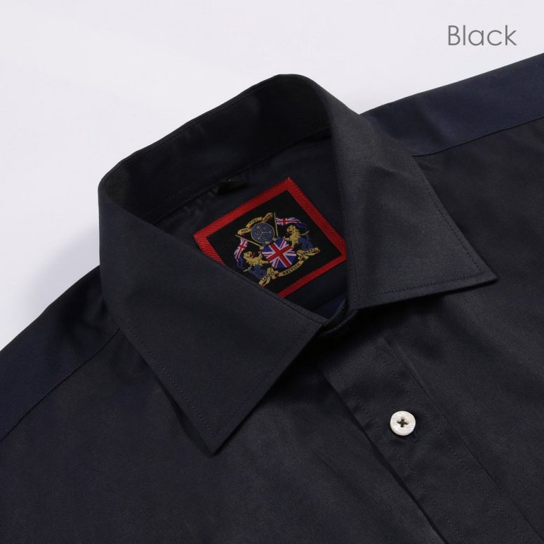 Mens Formal BLACK Shirt,Regular Fit Long Sleeve Plain Shirts-13 Colours Choice. Single & Double Cuff Business Work Dress.The London Plains