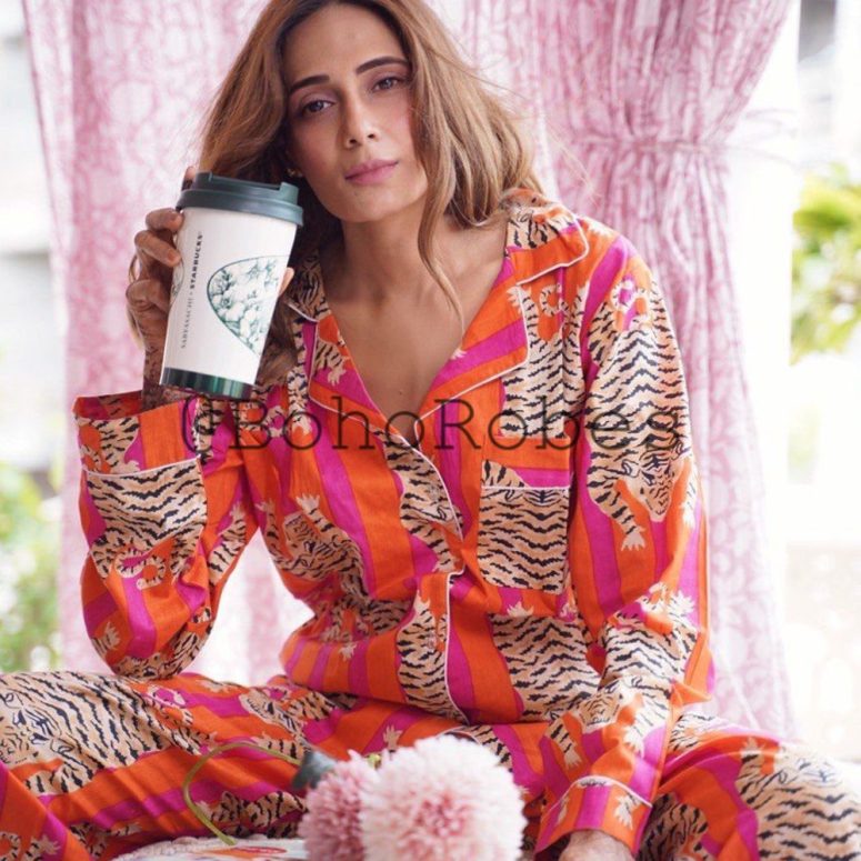 New Animal Print Women's Pj Set, Bridesmaid Pajamas, Matching Pajama Set, Cotton Sleepwear, Bridesmaid Gift