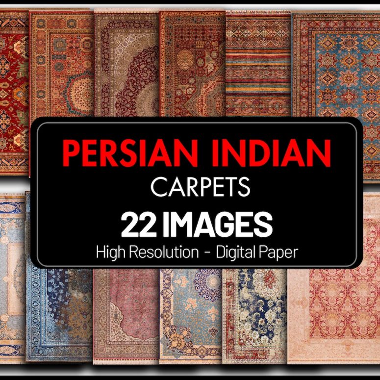 Persian Indian Digital Carpet Package / Instant Download / Ready For Print / Digital Paper