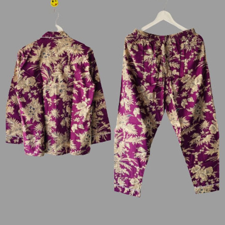 Hand Block Print Women's Pyjamas/ Cotton Pyjamas Set / Indian Floral Pajamas / Gift For Her
