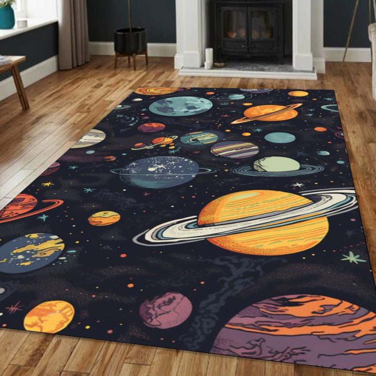 Minimalist Planets Kids Room Galaxy Abstract Rug Nursery Area Astronomy Space Salon Popular Carpet  Bedroom Laundry Dorm Gift For Her Accent