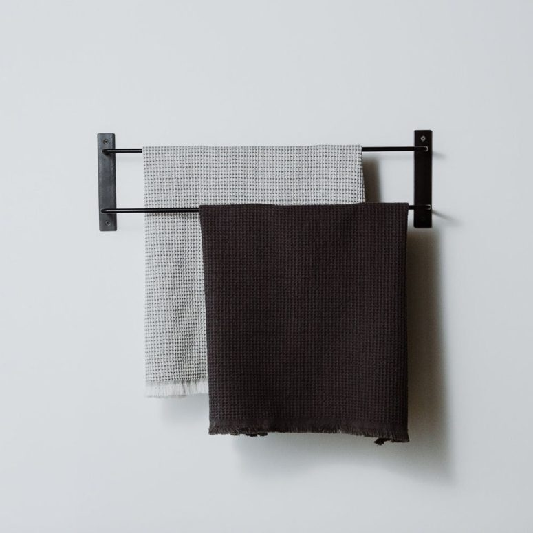 Towel Rail, Mounted Towel Rack, Towel Holder, Black Steel Metal Towel Bar, Handtuch Halter Metall Schwarz, Bad Tuchhalter, Handtuchleiter