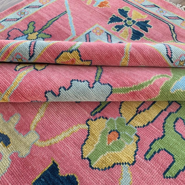 Exquisite Pink Oushak style Hand Knotted Rug 4x6, 5x8, 6x9, 8x10, 9x12, 10x14 ft Handmade Rugs for Living Room - Antique Contemporary rug
