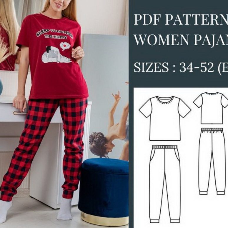 PDF Pajamas Patterns Women's Pajama Pattern Sewing Pattern Loungewear Patterns Sleepwear Patterns Pj Pattern Christmas Pajamas Patterns