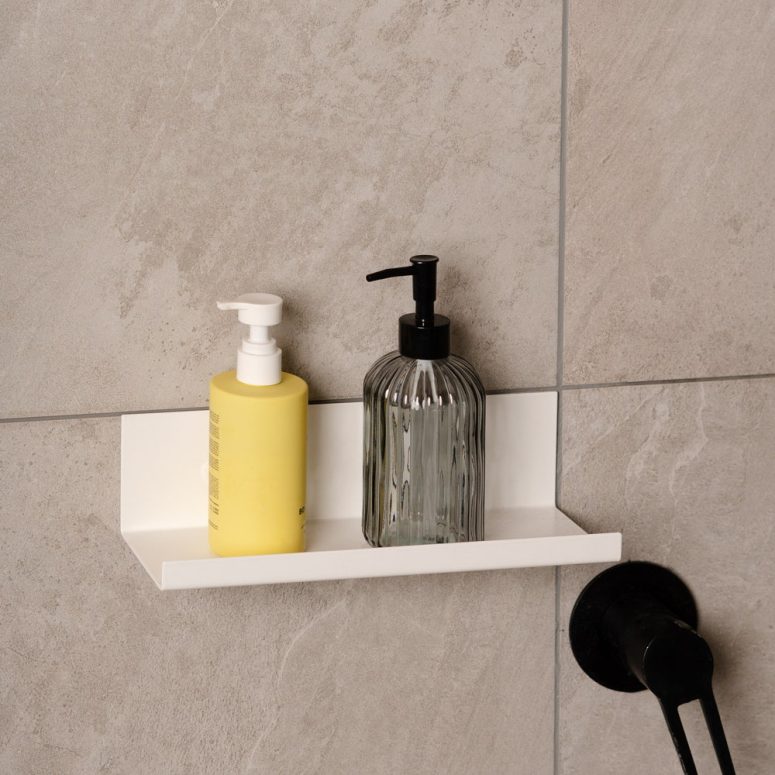 White Modern Minimalist Bathroom Shelf, Bathroom Shelves, Minimalist Shower Caddy, Shower Shelf, Shower Organizer, Bathroom Accessories