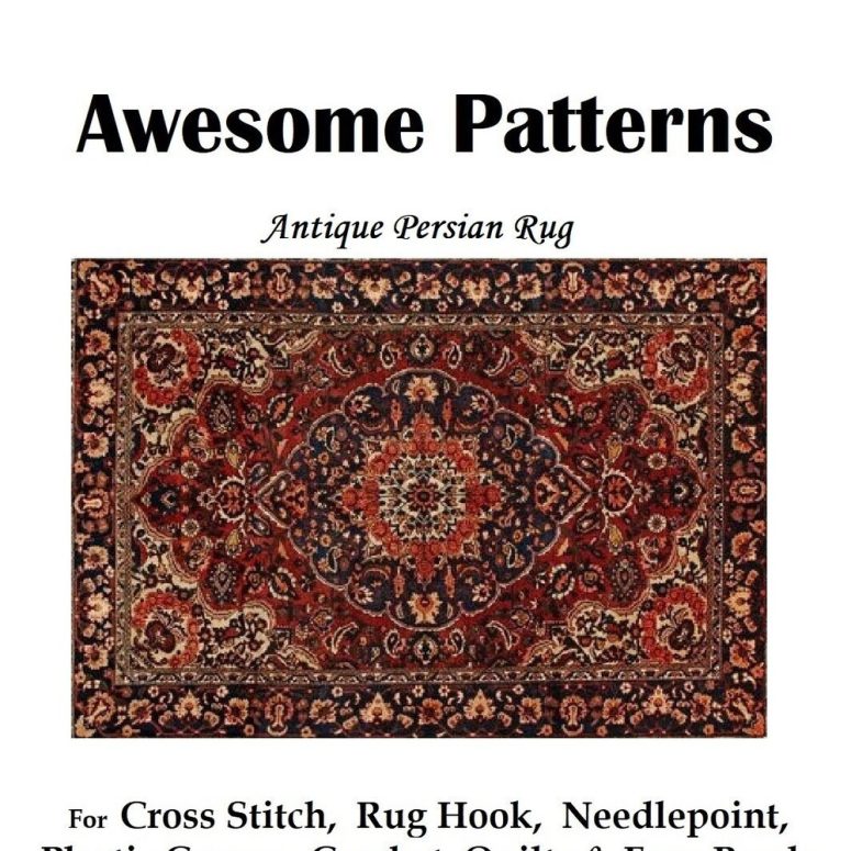 Persian Rug PATTERN-Counted Cross Stitch-Latch Hook Rugs-Plastic Canvas-Needlepoint Tapestry-DIY Carpet-DiGiTAL Download PRINTABLE Pdf