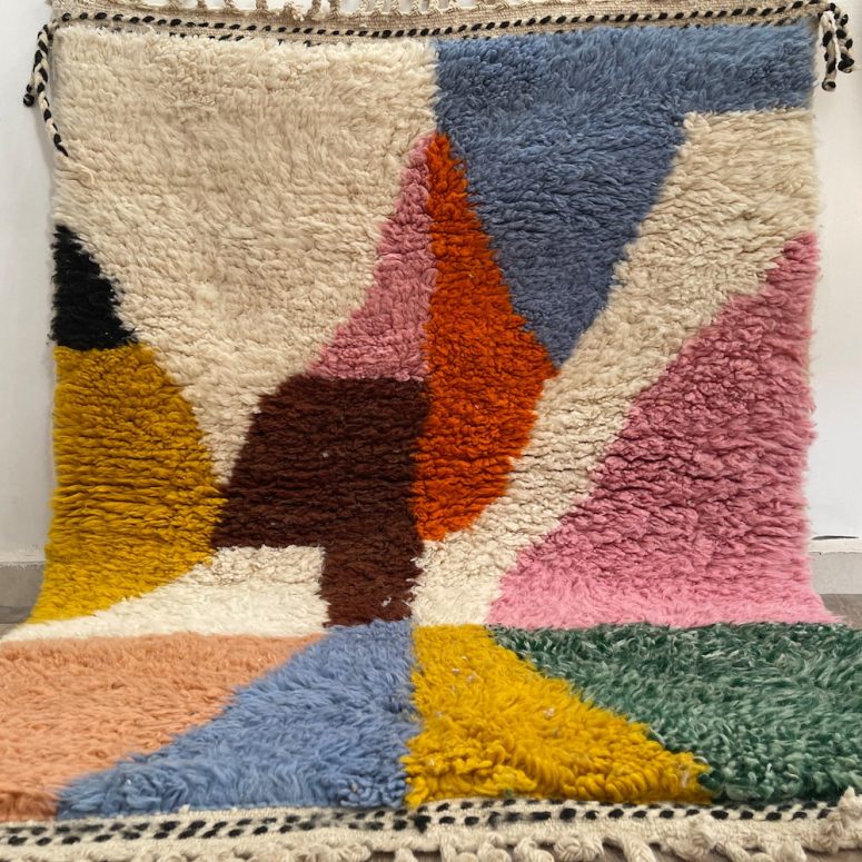 Azilal Area rugs 8x10 , Handmade Wool Rug , Custom Morrocan Rug , Rug For Living Room , Berber Wool Area Rugs , Colorful Moroccan Rug