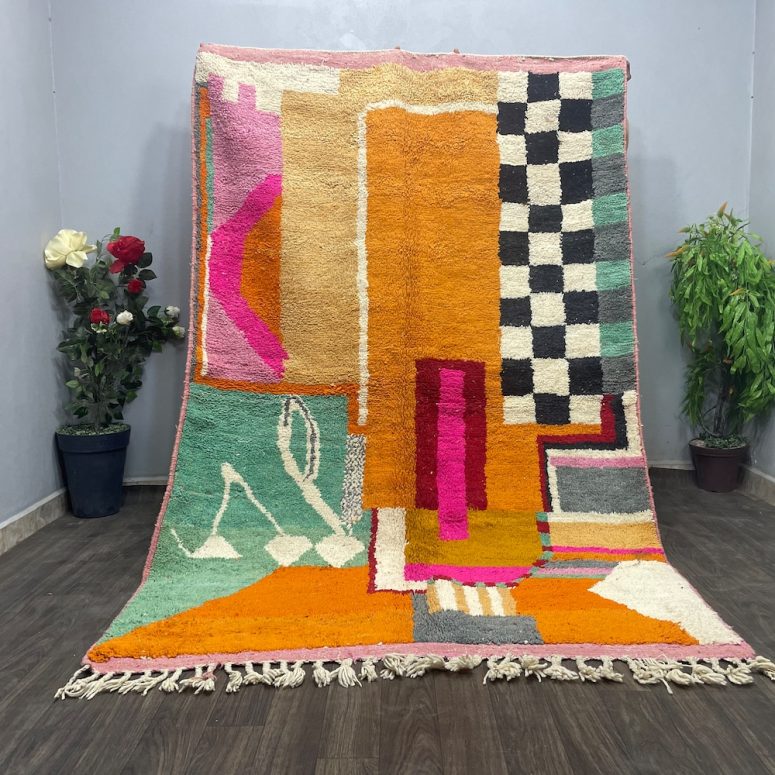 Boujaad Living Room Rug - Home Decor Area Rug 5x7 - Custom Rug Style Mat - Boujaad Rose Carpet