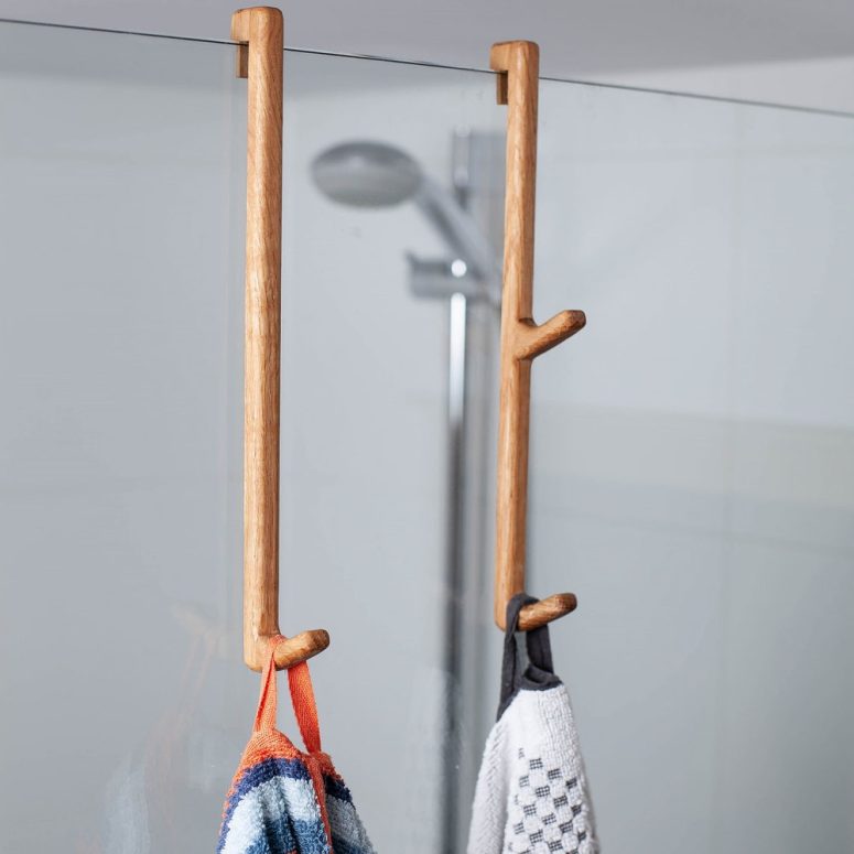 Wooden towel hooks for Shower Doors, oak Coat Hook, Shower Hooks Modern, Home Decor Gift, House Decor,N22 Craman Germany