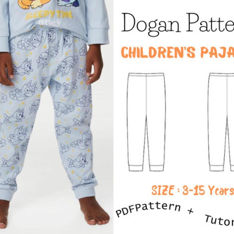 Children's pajama sewing Template/With Step-by-Step Illustrated Instructions/Children's pajama pattern/Suitable for beginners/Ages 3-15