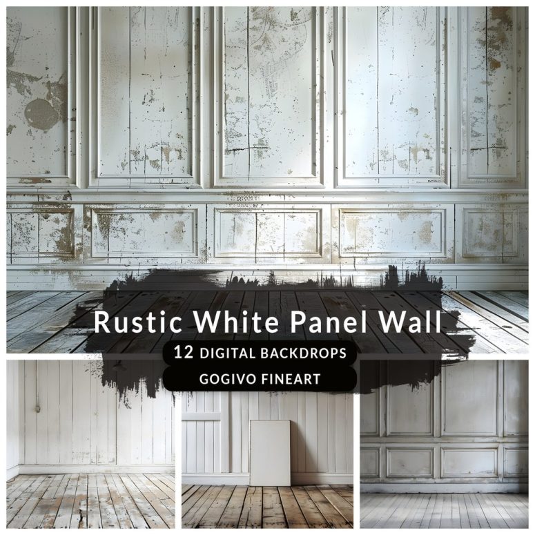 Rustic White Panel Wall Digital Backdrop Set Maternity Digital Backdrop Overlays Studio portrait Backdrop Fine Art Texture Photoshop Overlay