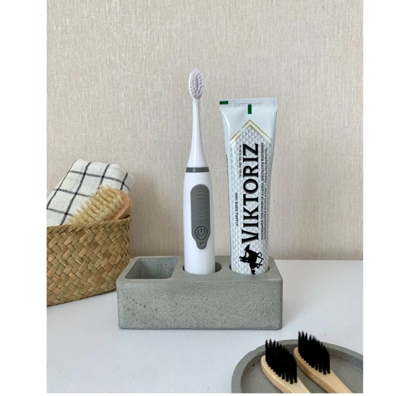 Electric Toothbrush Holder Modern Toothpaste Stand Concrete Bathroom Organizer Stone Bathroom Accessories