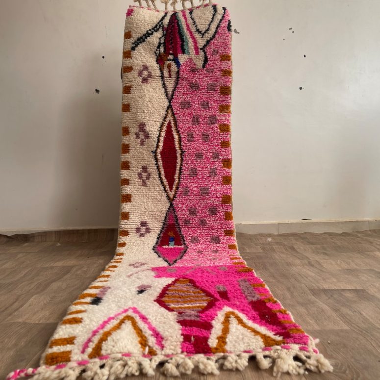 MOROCCAN HALLWAY RUG – Custom Runner rug - Handmade runner carpet – narrow morrocan rug - Pink Berber rug- Beni ourain rug- Genuine wool rug