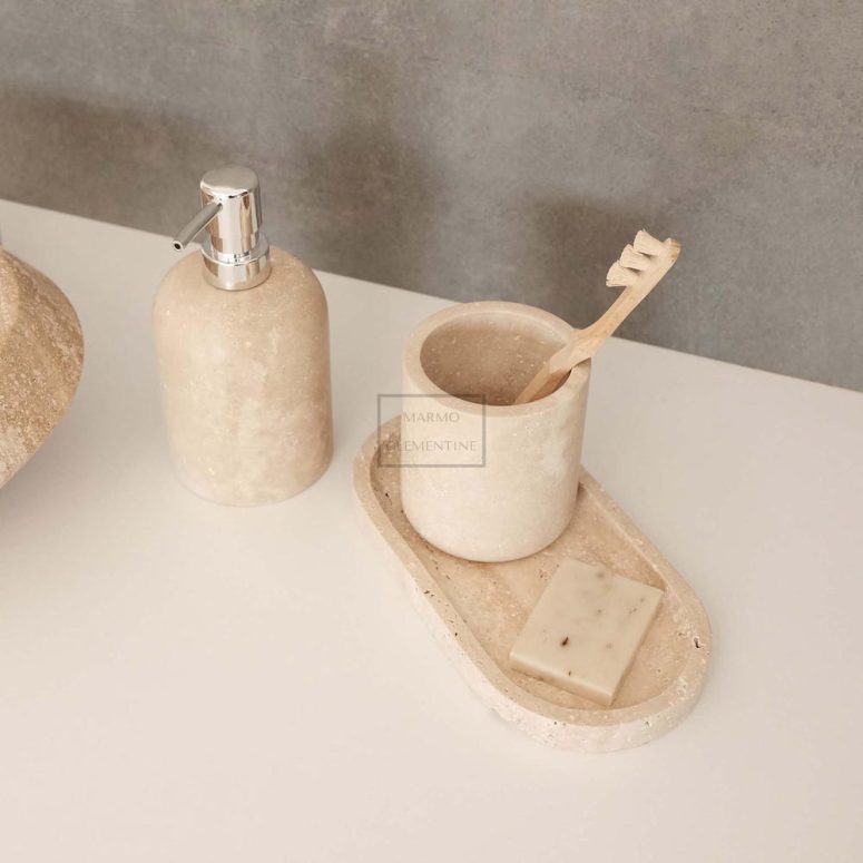 Natural Marble Bathroom Set, Marble Home Accessories, Marble Soap Dispenser, Soap Dish, Tray, Toothbrush Holder, Marble Bathroom Set