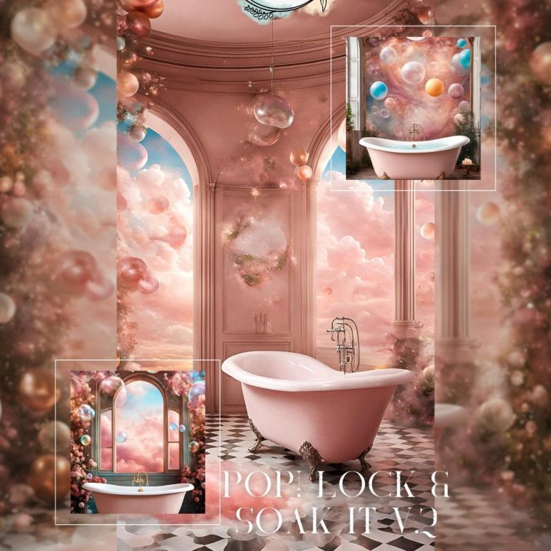 Bubble Bath Backdrop Bundle, Bubble Bath Backdrops, Wedding Backdrop, Pink Backdrop, Maternity Backdrop, Party Backdrop, Zoom Background