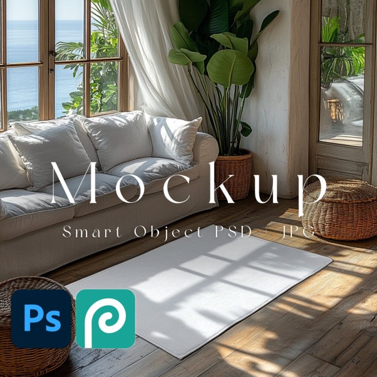 Rugs Mockup, Carpet Templates, Living Room Carpets, Rugs Photoshop Mockup, Digital Carpet Mockups, PHOTOSHOP & Photopia Only