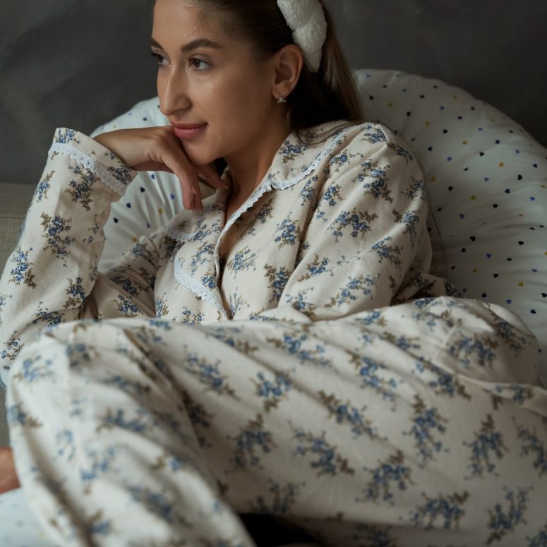 Warm pajamas, Women's warm pajamas, Cotton pajamas, Natural pajamas, Floral flannel pajamas, Organic cotton, Flannel pajama, 100% Cotton