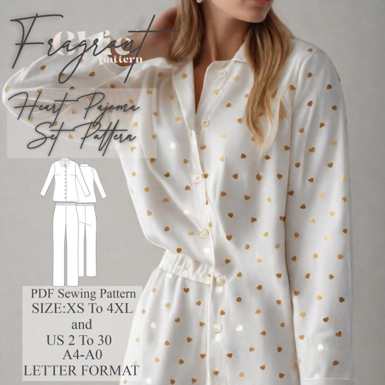 Pajama Set Sewing Pattern,Pajama Shirt and Pants Pattern,Women Sewing Pattern,Nightwear Pattern,Loungewear Pattern,Digital Sewing Pattern