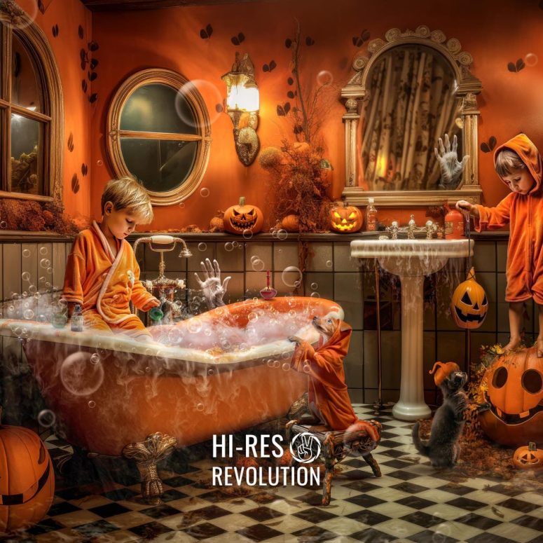 Halloween Family Portrait Background Digital Fall Composite Background Photoshop Download Artful Photography Backdrop Digital PSD Bathroom