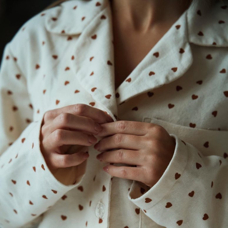 Warm pajamas, Pajamas with hearts, Flannel pajamas, Cozy pajamas, Winter sleepwear, Women's pajamas, Cotton pajamas, Natural cotton pajamas