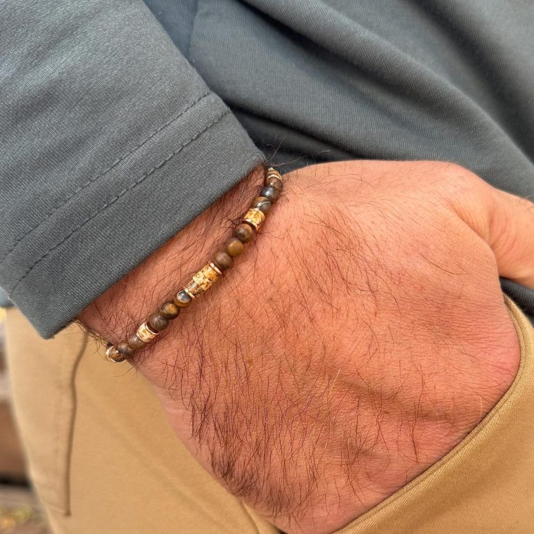 Men's Bracelet Trendy Bead Style | Fall Must-Have | Customized Size & Color | Stretch Comfort Fit