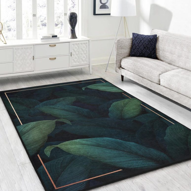 Tropical Rainforest Leaf Washable Area Rug-Monstera Carpet-Exotic Runner-Palm Jungle Rubber Backing Floor Mat-Green Throw Rug-Hom Accent Rug