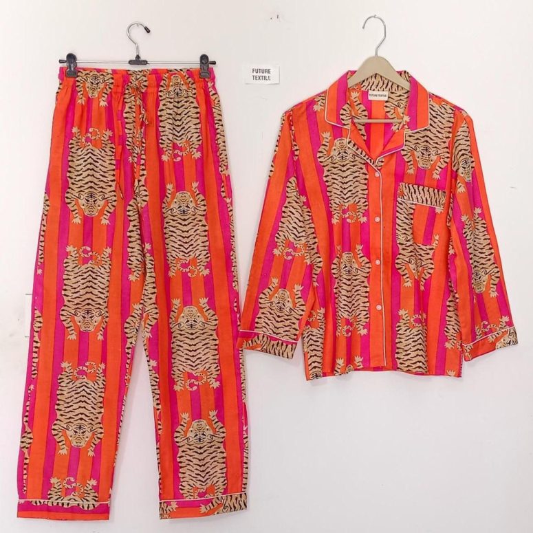 Women Cotton Pants Shirt Set, Pj Set, Night Suit, Indian Cotton Pajama Set, Cotton Hand Block Print, 100% Cotton Light & Soft Night Dress