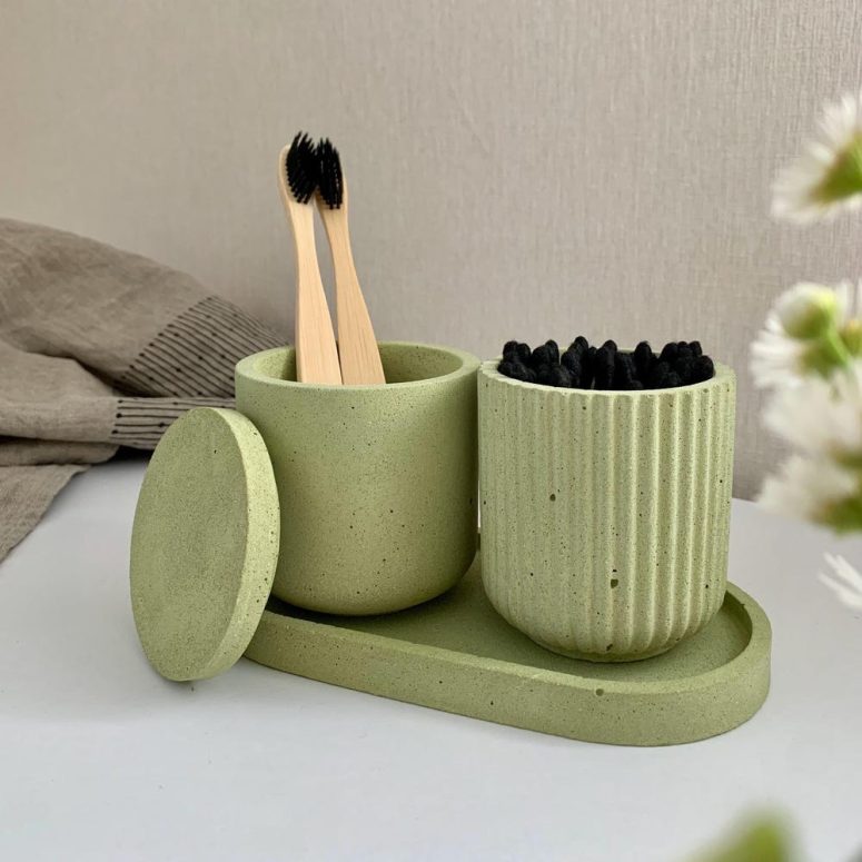 Bathroom Organizers Set Toothbrush Holder Bathroom Accessories Bathroom Lidded Jars Bathroom Decor Canister Cotton pads, Cotton Swab Storage