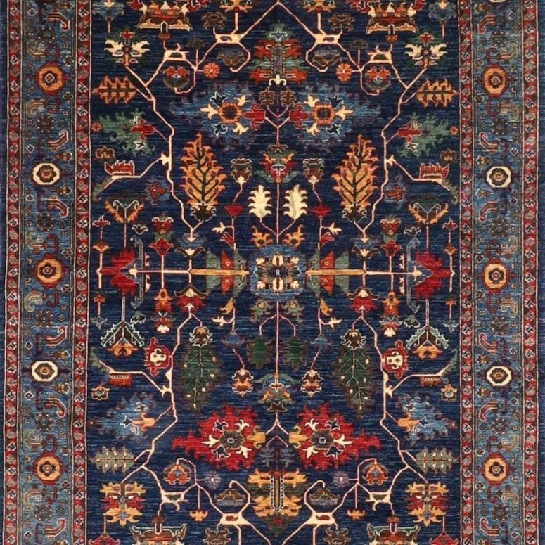 19century saruk Mahajaran Carpet Antique Blue Carpet 9x12 Oushak Hand Knotted Rug Handmade Rugs for Living Room Contemporary Made to Order