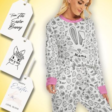 Custom Easter Match Family Coloring Pajama Party Gift men women kid | Personal Colorable Gifts | 2T Kid- Adult 2X ea ster coloreable pajamas