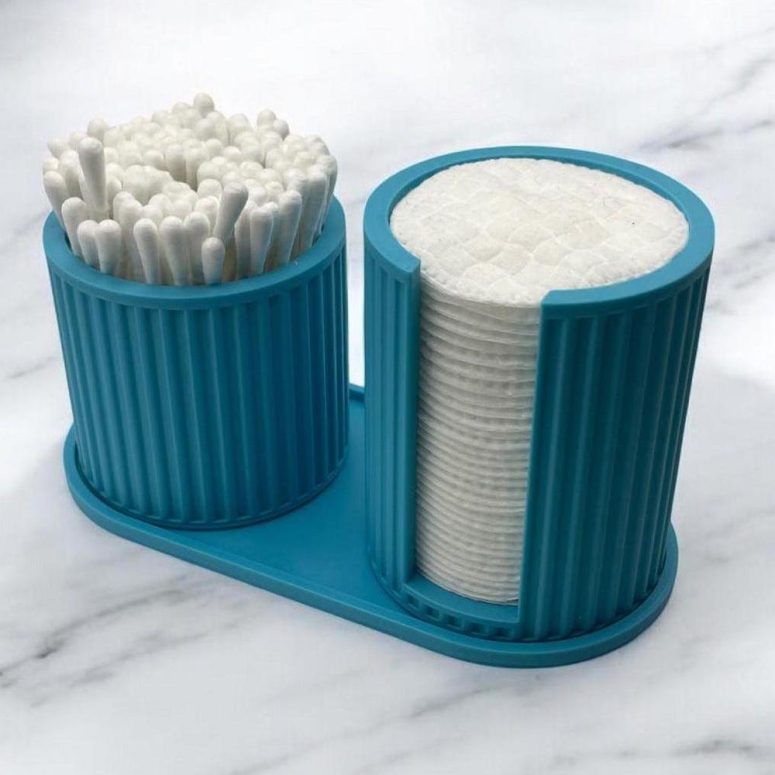 Q-Tip and Cotton Pad Holder Set Modern Elegant Bathroom Storage Minimalist Organizer Duo 3D Printed  Multiple Colours