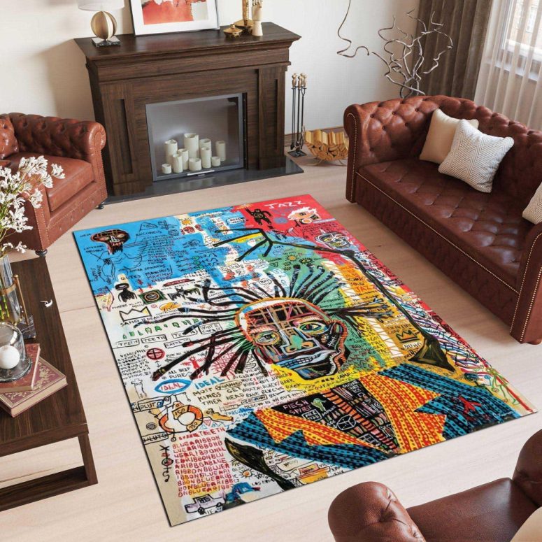 Jean Michel Basquiat Rug, Basquiat Art Rug, Popular Runner, Vibrant Colour Rug, Artwork Rug, Modern Rug, Teen Room Rug, Living Room Rug, Art