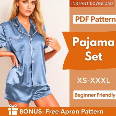 Pajama Set Sewing Pattern | Pajama Top and Shorts Pattern | Women Sewing Pattern, Easy Pajama Pattern | Beginner Sewing Pajama, Short Pajama
