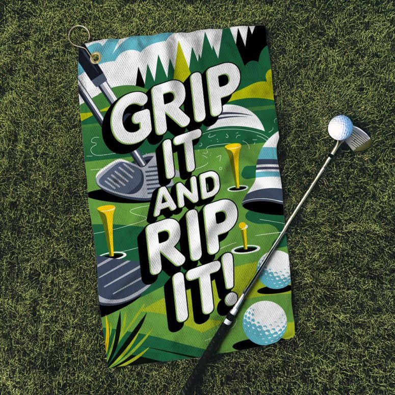 Golf Towels - Grip it and Rip it Golf Towels, Golf Accessories, Sports Towel, Golf Gift, Golfing Gear, Golf Equipment