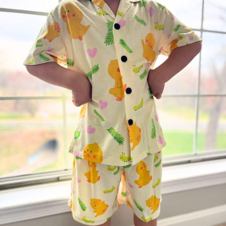 Yellow Duck Little Boys' V-Neck Short Pajama Set