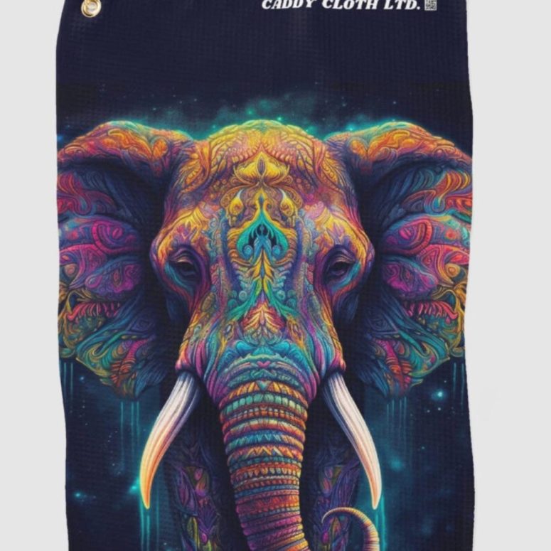 Colorful Elephant Golf Towel, Cute Animal Golf Towel, Unique Golf Accessories Gift, Golf Lover Towel, Sports Towel, elephant Golf Towel