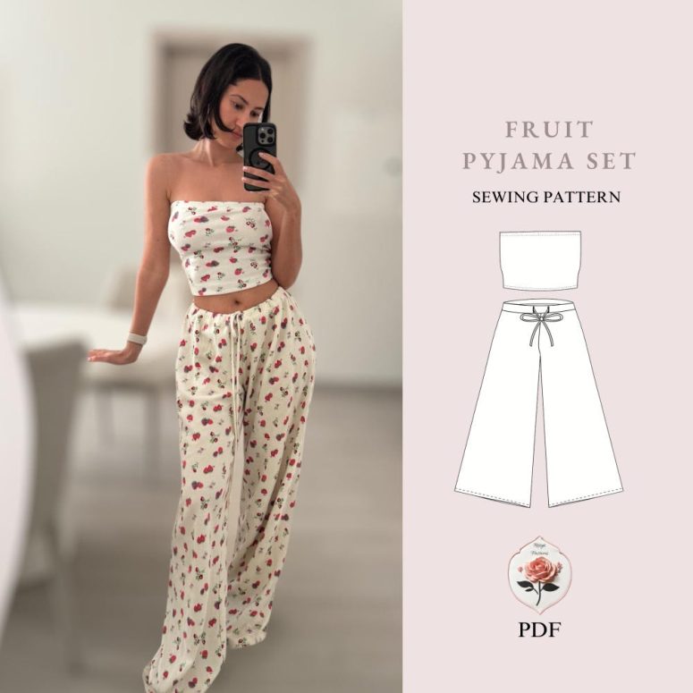 Womens Pajama Pattern | PDF Sewing Pattern | Easy Sewing Pattern | Womens Pants Pattern | Y2K Sewing Pattern | INSTANT DOWNLOAD