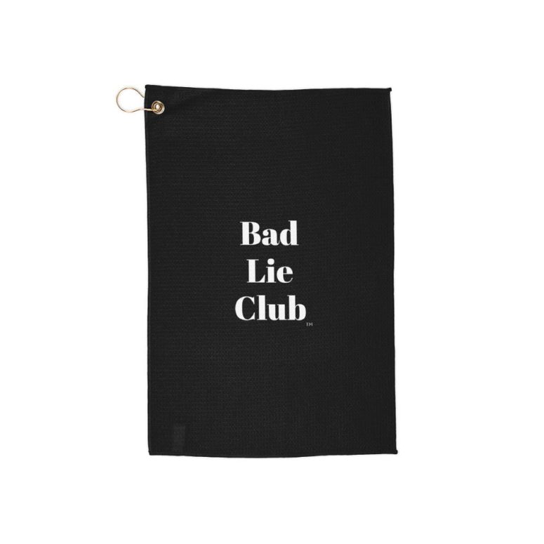 Black Golf Towel (Original) - Bad Lie Club, Gift for Golfers, Golf Accessories, Golfing Humor, Unique Golf Towel