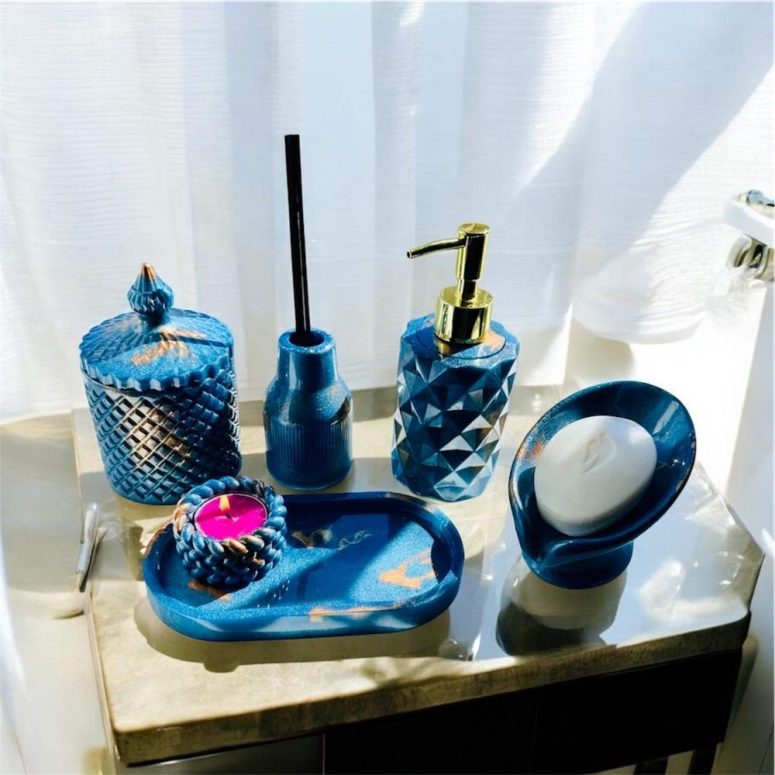 set of 6 Bathroom accessories|bathroom set| bathroom Decor| bathroom design| Bathroom tidy| soap dispenser| Bathroom | Storage