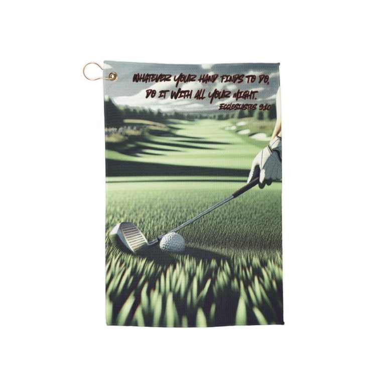 Ecclesiastes 9:10 Golf Towel Christian Golf Gear Inspirational Bible Verse Golf Accessories Golf Gift Sports Towel Golf Course