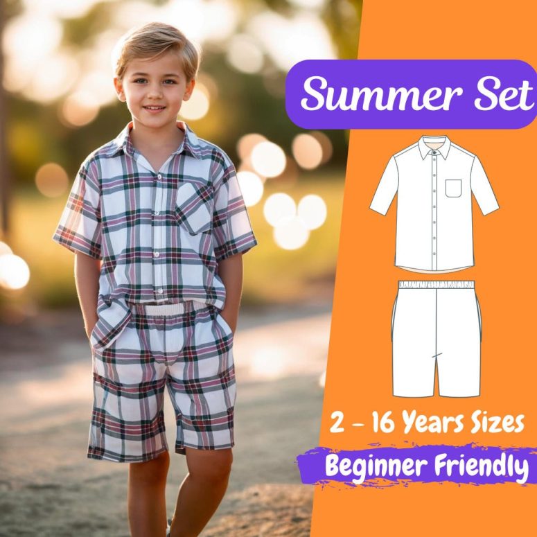 Kids Pajama Set Blouse and Pants Sewing Pattern Diy PJ for Girls and Boys 2 - 16 Years Sewing Pattern Set | Beginner Patterns
