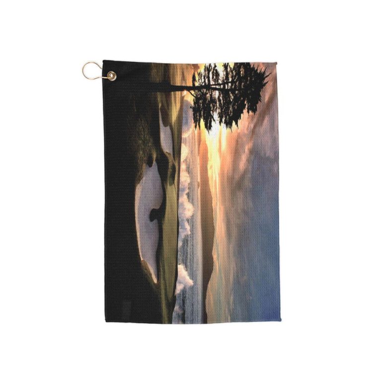 Pebble Beach 18th Hole Sunset Scenic Golf Towels, Perfect for Golf Enthusiasts, Ideal for Gifts, Outdoor Adventures, and Sports Events