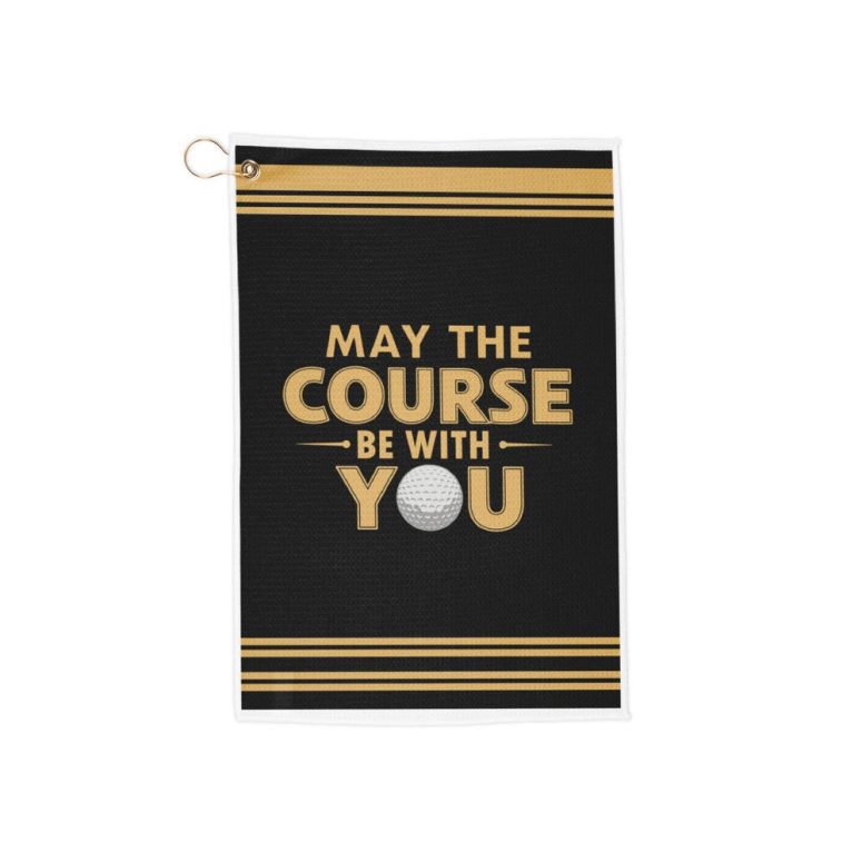Funny Golf Towels - 'May the Course Be With You' | Perfect Gift for Golfers, Golf Accessories, Sports Towels, Gifts for Him, Golf