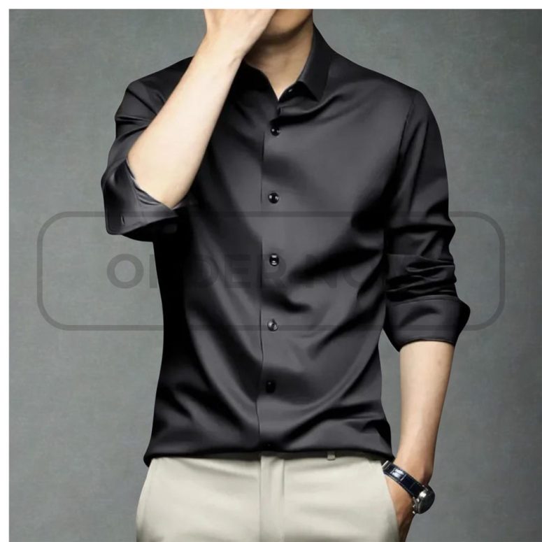 New High-Quality Ultra-Stretch Shirt Regular Fit Dress Shirt Wrinkle-Free Silky Business Formal Long-Sleeve Shirt For Social And Casual Wear